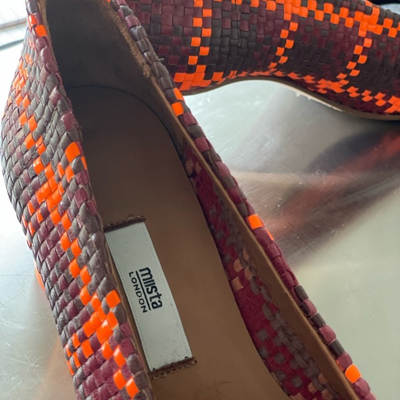 MIISTA London  NW! - Gertrude Techno Brown Check Woven Leather heels size 9.5 US - Picture 7 of 11